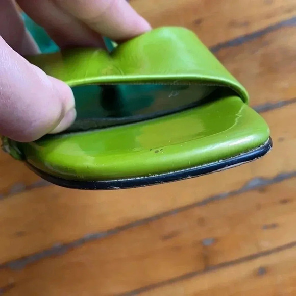 Vintage green 90s square toe  y2k kitten heels slip on mules - Picture 5 of 9